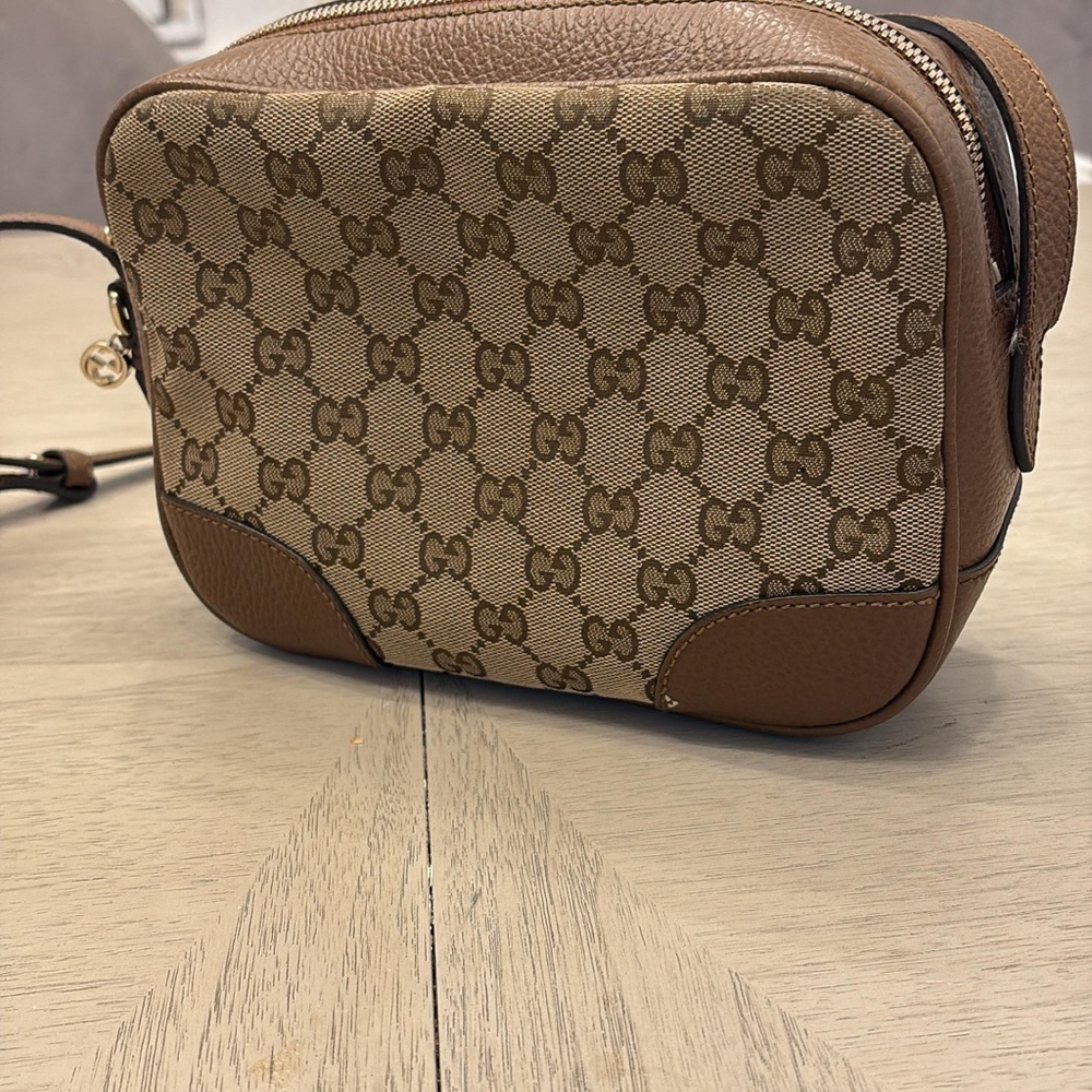Gucci Tan and Brown Monogram Shoulder Bag